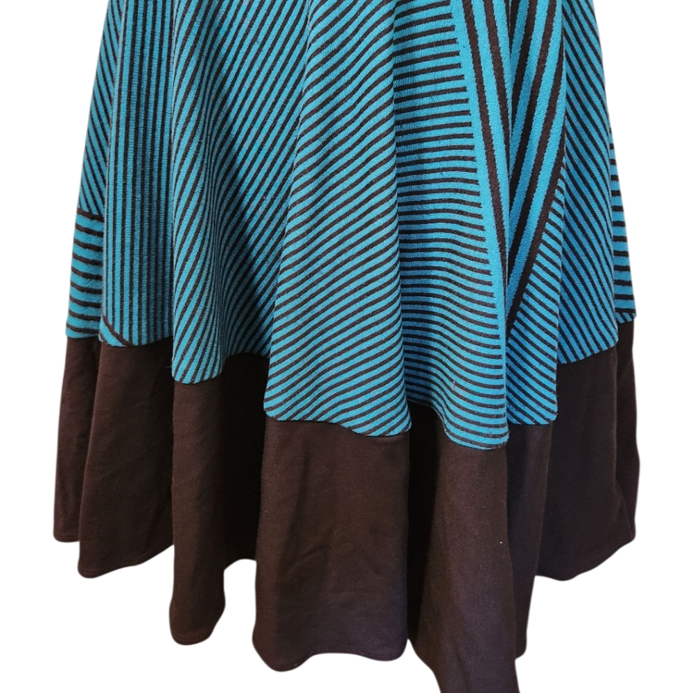 ANTHROPOLOGIE x EVA FRANCO Teal & Black Striped Swing Dress - Size 10 - Picture 5 of 14